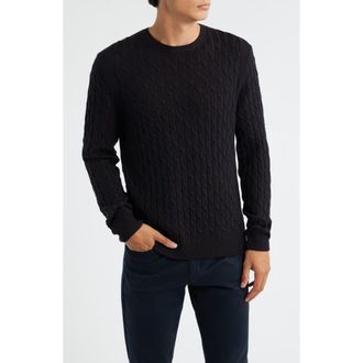 Jack Victor Crewneck Merino Wool Cable Sweater in Navy at Nordstrom Rack, Size Xx-Large