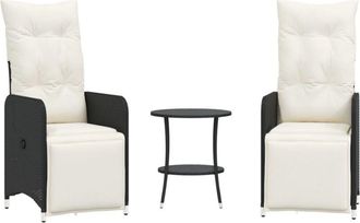 vidaXL Sillas De Jard&iacute;n Reclinables Con Mesa 2 Uds Rat&aacute;n Pe Negro Vidaxl