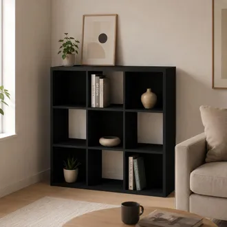 Dmora Biblioteca Liga, Librer&iacute;a 6 Estantes, Instalaci&oacute;n De Suelo, Estructura Vertical, 91x30x91h Cm Beige