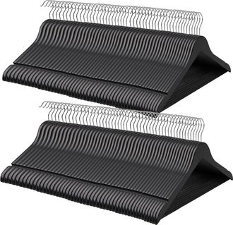 Songmics 100 perchas de madera con ranuras de color negro