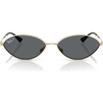 Ray-Ban Kai 56mm Polarized Oval Sunglases in Pale Gold /Dark Grey Polar at Nordstrom