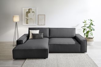 HOME AFFAIRE Ecksofa »NEU: SHERWOOD XXL 284, Big-Sofa L-Form, tiefe Sitzfläche 95 cm, Cord« Recamiere rechts/links, als Schlafsofa stellbar, Cord u. Leinenoptik