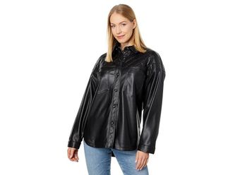 Heartloom Heartloom Tommy Shacket Jacket Womens Black Snap Button Front JDM1173