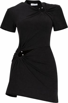 Paco Rabanne Piercing Detail Cotton-Blend Mini Dress