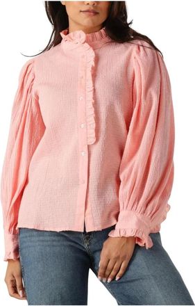 Antik Batik Yva Blouse - Elegante lichtroze blouse - Dames - Blouses - Roze - M - Overhemden