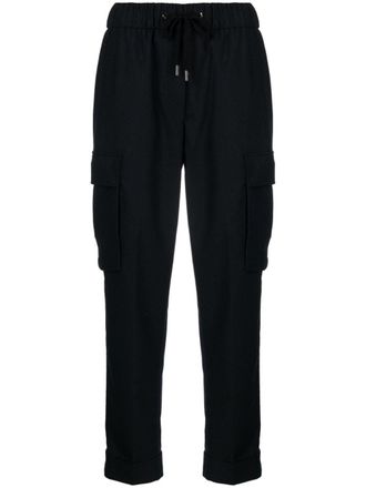 PESERICO drawstring-waistband cropped track pants - women - Wool/Viscose/Polyamide/Elastane/Polyester/Polyester/Cotton - 38 - Blue