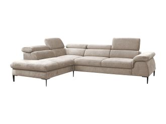 Vente-Unique Gran sof&aacute; cama rinconera izquierda de terciopelo beige SEPINA de Pascal Morabito