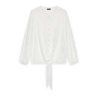 Fiorella Rubino Overhemden, Dames, Wit, 2Xl, Polyester, Georgette Blouse met Lichte Stippen