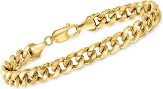 Ross-Simons Mens 7.8mm Miami Cuban Link Bracelet in 14kt Yellow Gold