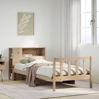 Berkfield Home Bookcase Bed without Mattress 75x190 cm Small Single Solid Wood Pine in Brown