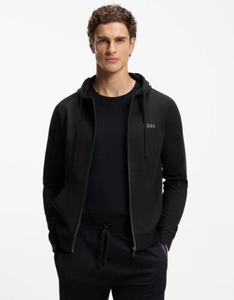 HUGO BOSS Mens BOSS Orange Mens Authentic Zip Up Loungewear Hoodie 50545573 - Black 004 - Size: 38