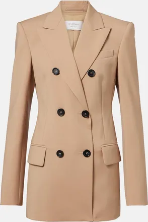 Sportmax Double-breasted virgin wool blazer