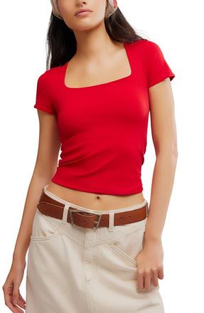 Free People Sunfade Clean Lines Baby T-Shirt in Salsa at Nordstrom, Size X-Small