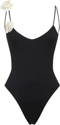 La Reveche One-piece, female, Black, Size: L Black Swimwear with Ivory Flowers