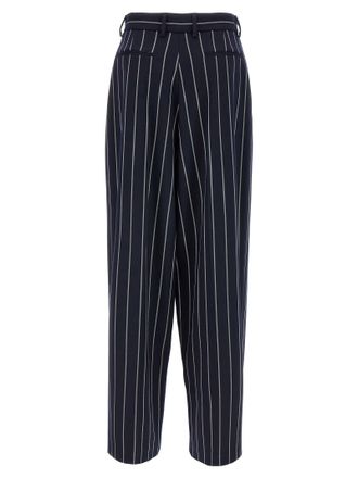 Giuseppe Di Morabito Pinstriped Polyester Trousers - Navy