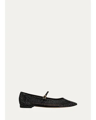 Gianvito Rossi Strass Organza Mary Jane Ballerina Flats