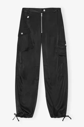 Ganni Black Cargo Pants - Size 32 Viscose