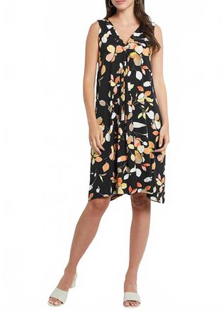 Tribal Edie Printed Jersey Flare Sleeveless Dress In Papaya