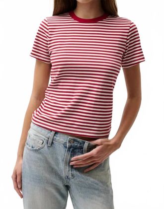 Pistola Denim Womens Alba Shrunken Tee In Racer Red Stripe