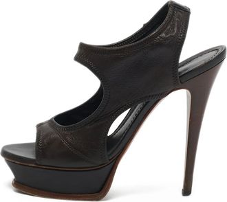 Saint Laurent Sandali in pelle con plateau 140mm - Marrone