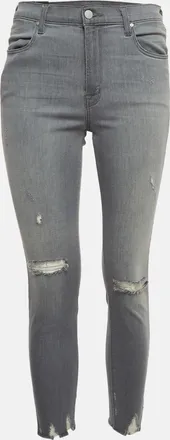 J Brand Grey Ripped Denim Distressed Hem Skinny Jeans M Waist