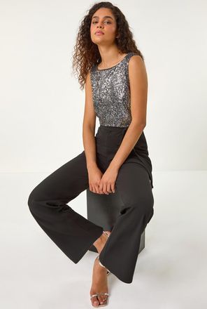 Roman Contrast Sequin Bodice Jumpsuit