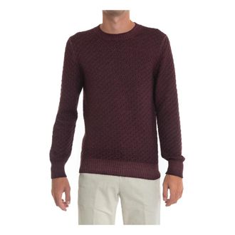 Gran Sasso Round-neck Knitwear, male, Pink, Size: 2XL Textured wool pullover, slim fit