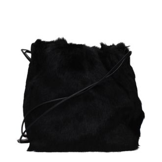 Jil Sander Dumpling Umh&auml;ngetasche Damen Fell Schwarz