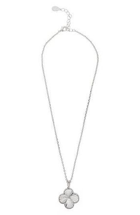 Rivka Friedman Textured Clover Pendant Necklace in White Rhodium Plate at Nordstrom Rack