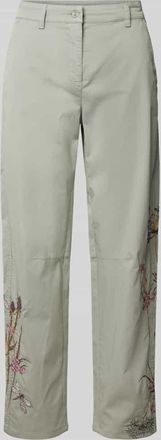 Cambio Cambio Tapered Fit Hose mit Motiv-Stitching Modell EVE in Khaki, Gr&ouml;&szlig;e 32