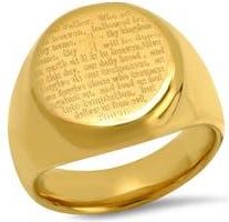 Steeltime Mens Lords Prayer 18k Gold Plated Signet Ring at Nordstrom Rack, Size 12