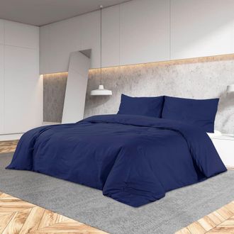 Berkfield Home Duvet Cover Set Navy Blue 155x220 cm Light-weight Microfiber