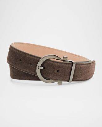 Ferragamo Men & apos;s Leather Gancio-Buckle Belt