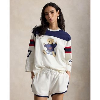 Ralph Lauren T-shirt met ronde hals en 3/4 mouwen met teddybeer