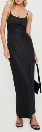 Princess Polly Ravia Satin Maxi Slipdress in Black at Nordstrom Rack, Size 10