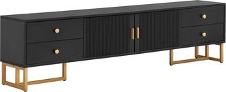 Urban Meuble Mueble de tv negro con 4 cajones y 2 puertas