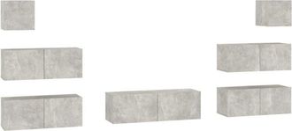 vidaXL Vidaxl - 7 Piece tv Cabinet Set Concrete Grey Engineered Wood