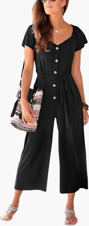 Lascana Womens Button Detail Jumpsuit in Black at Nordstrom, Size 12
