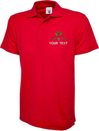 Generic Personalised Embroidered Your Text Gardener Services Polo Shirt, Workwear Work Farmer Uniform Unisex Adult Polo (Red, 3XL, 3X_l)