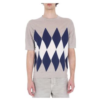 Ballantyne Ronde hals T-shirt Diamond Argyle - Heren - Ronde hals truien - Veelkleurig - L - Katoen - Truien & Vesten