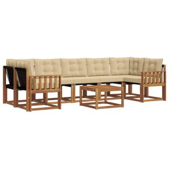 vidaXL Conjunto De Sof&aacute;s De Exterior Con Coj&iacute;n 8 Pcs Natural Y Beige Vidaxl