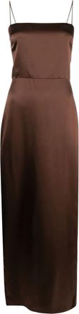 Reformation Jurk met satijnen afwerking - Bruin