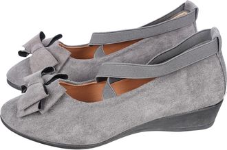 Generic Gray Ladies Fashionable Bow Comfortable Breathable Elastic with Wedge Heel Large Shoe for Indoor Outdoor Activities with Durable Build