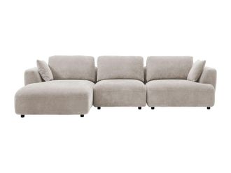 VENTE-UNIQUE.COM Sof&aacute; rinconera poli&eacute;ster 5 plazas beige 303x167cm