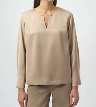 Joseph Ribkoff Recycled Satin Top In Fawn