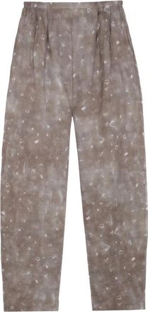 Cortana Rami- linnen broek met ayaz-print - Dames - Wijde Broeken - Beige - S - Linnen - Broeken