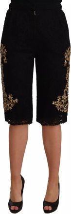 Dolce & Gabbana Black Lace Gold Baroque SPECIAL PIECE Womens Shorts