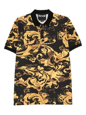 Versace Jeans Couture Porcelain Barocco-print polo shirt - men - Polyester/Cotton/Polyamide/Elastane - 2XL - Black