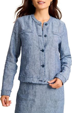 Tommy Bahama Two Palms Patch Pocket Linen Jacket in Coastline at Nordstrom, Size X-Small
