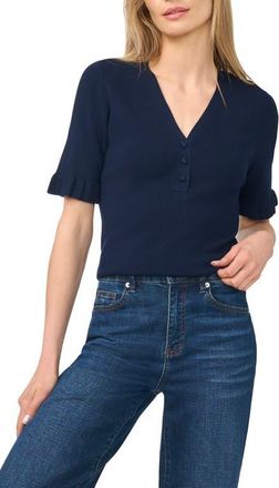 CeCe by Cynthia Steffe V-Neck Elbow Sleeve Sweater in Classic Navy at Nordstrom, Size X-Large